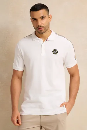 Men White Solid Polo Shirt