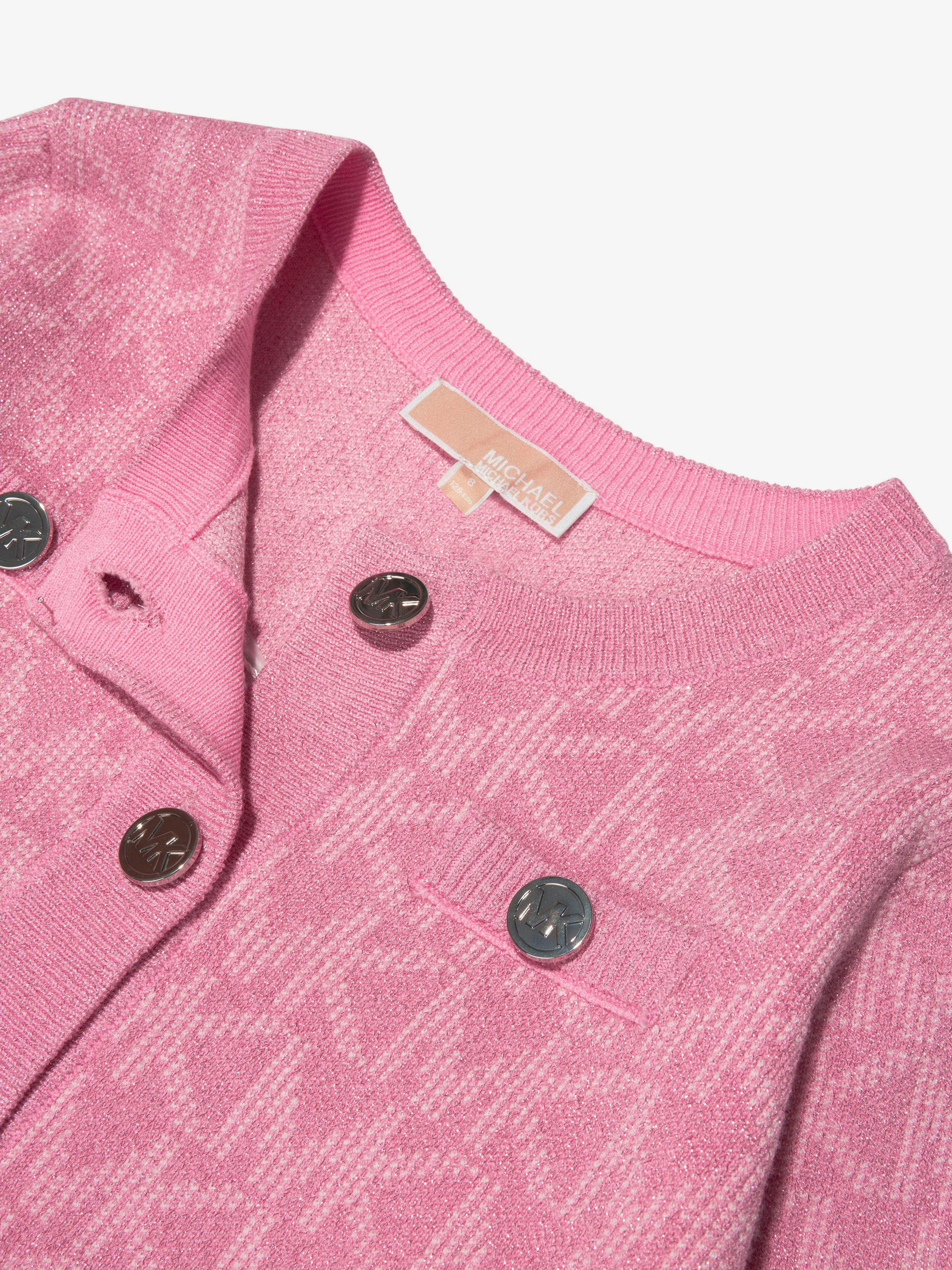 Michael Kors Girls Knitted Logo Cardigan in Pink