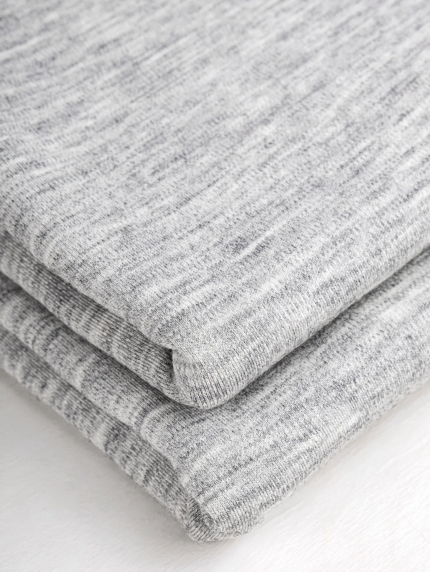 Midweight Merino Wool Blend Jersey Knit Deadstock - Heather Grey