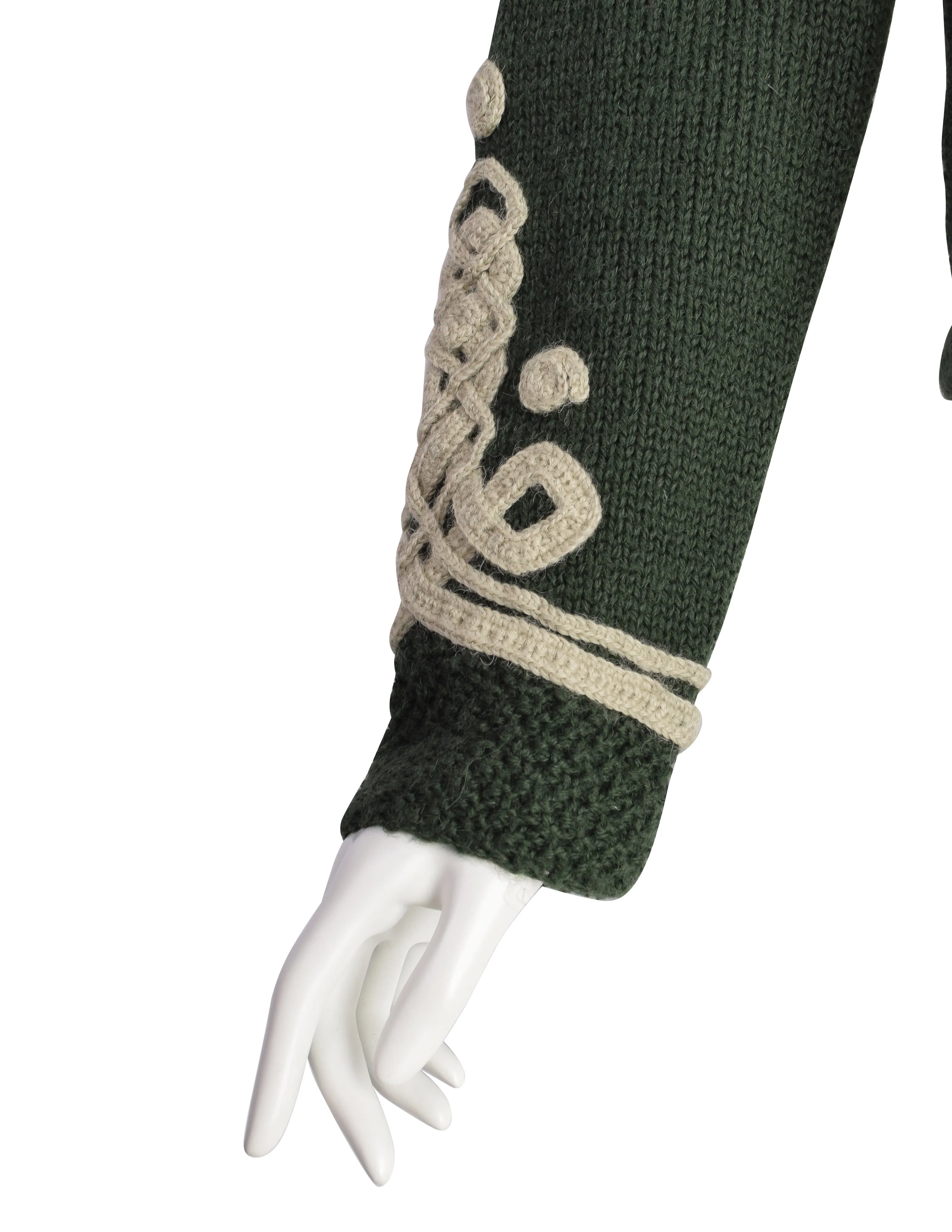 Mitsuhiro Matsuda Vintage 1980s Forest Green Applique Knit Cardigan Sweater