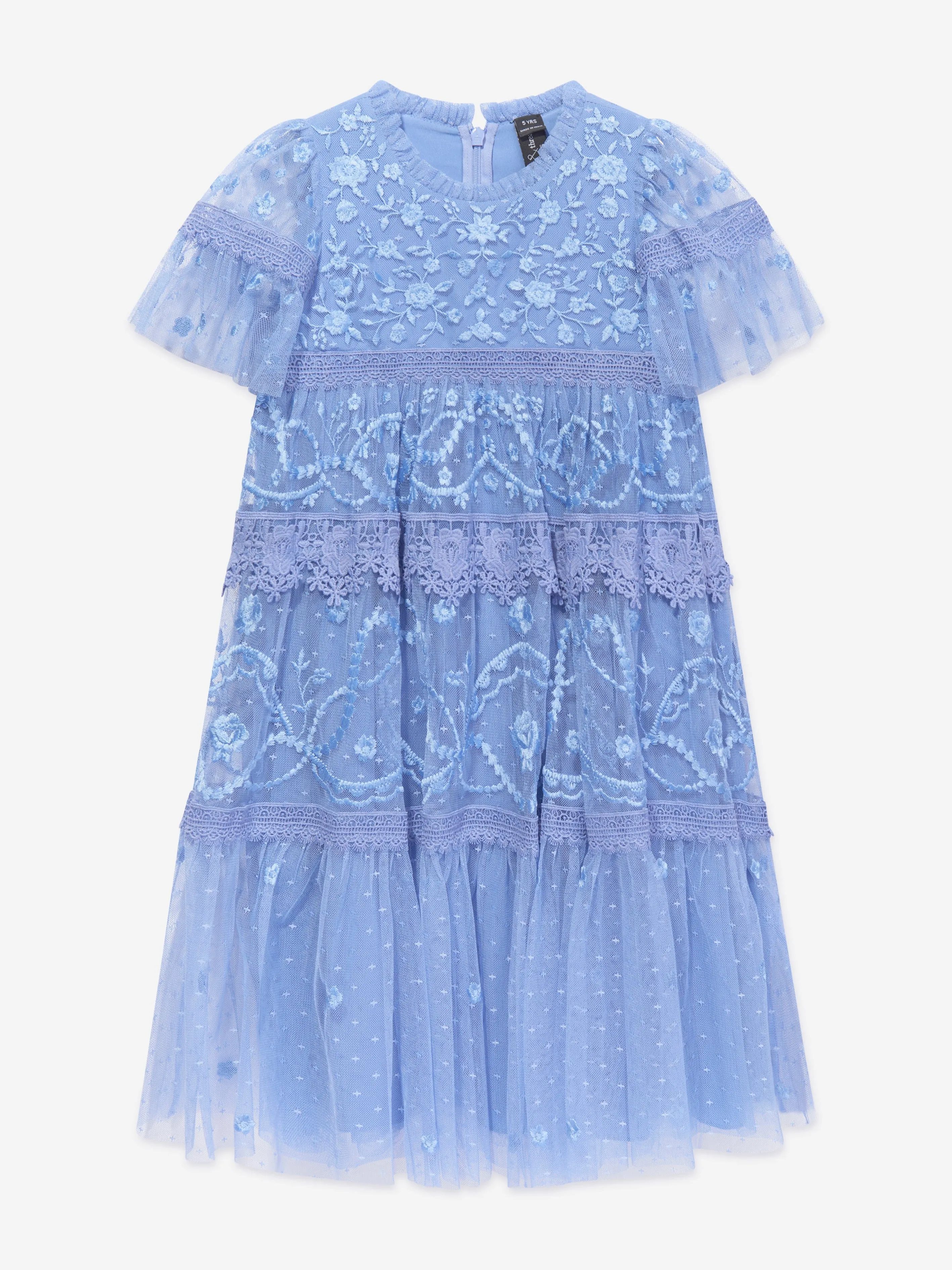 Needle & Thread Girls Midsummer Lace Dress in Blue