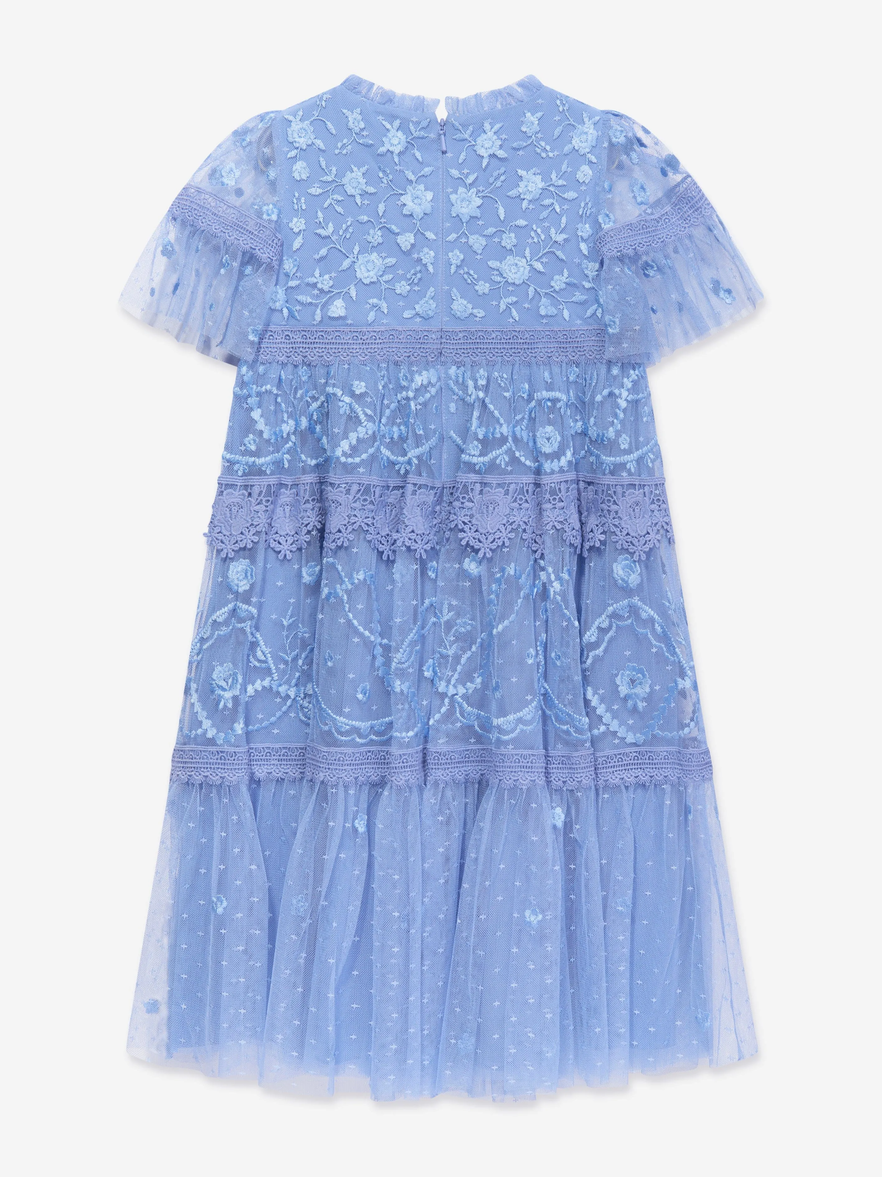 Needle & Thread Girls Midsummer Lace Dress in Blue