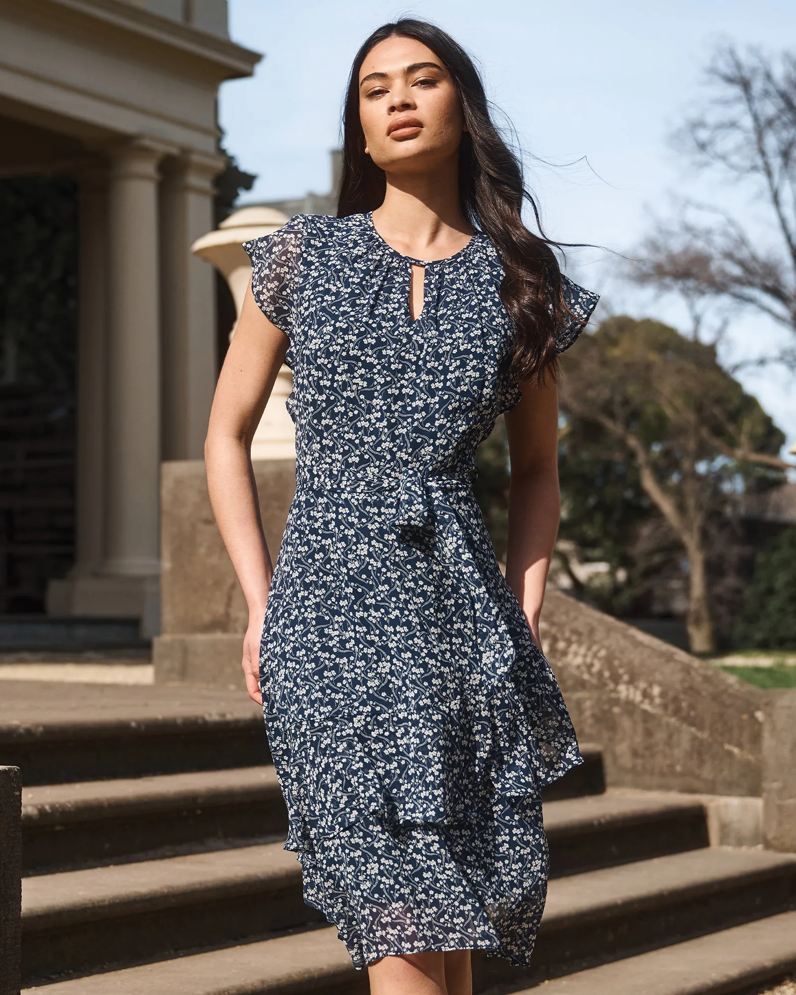 Night Pebble Floral Dress