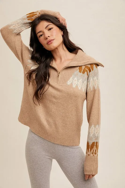 Nights By The Fire Cozy Taupe Zip Up - FINAL SALE