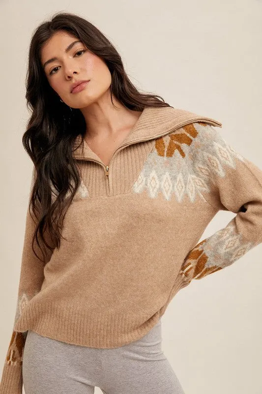 Nights By The Fire Cozy Taupe Zip Up - FINAL SALE