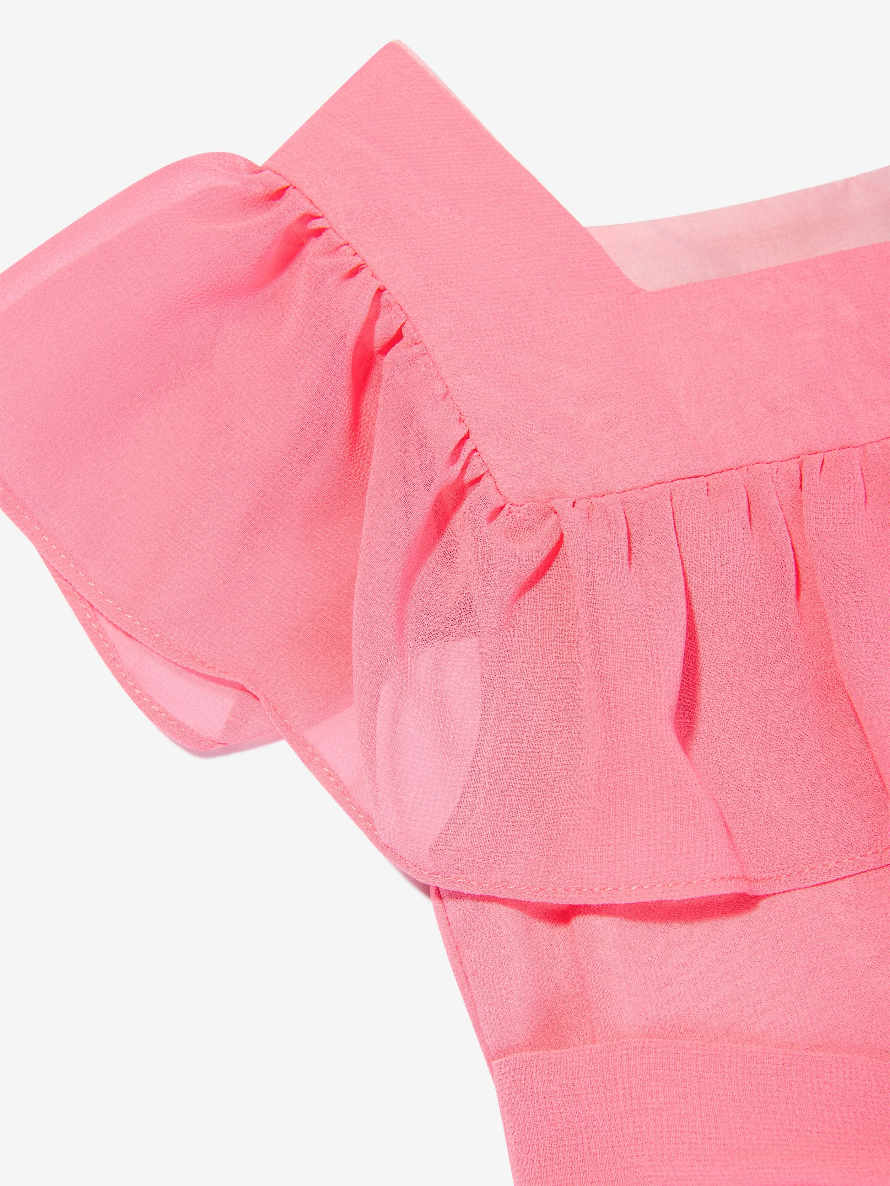 Patachou Girls Chiffon Bow Dress in Pink