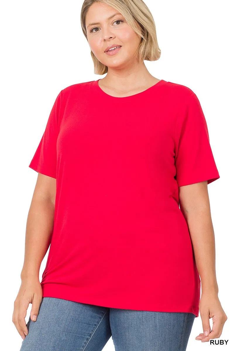 Plus Short Sleeve Round Neck Tee- soft