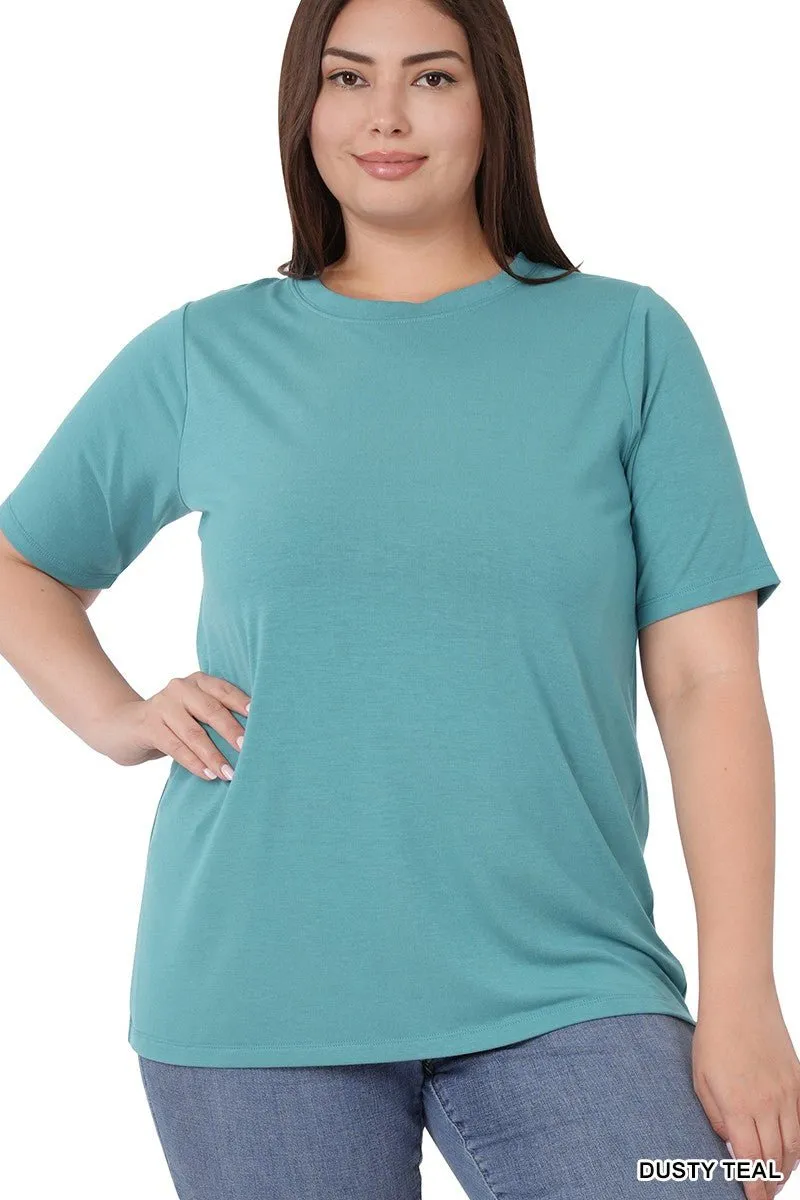 Plus Short Sleeve Round Neck Tee- soft