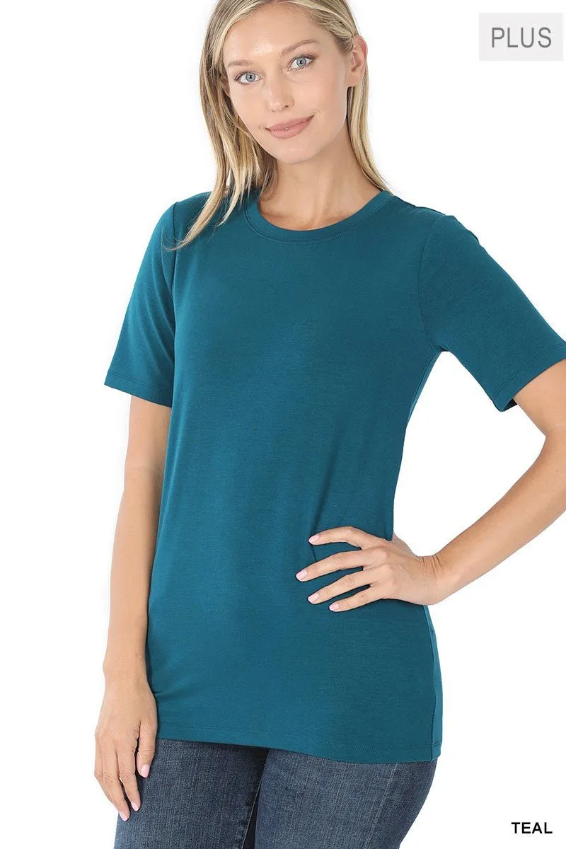 Plus Short Sleeve Round Neck Tee- soft