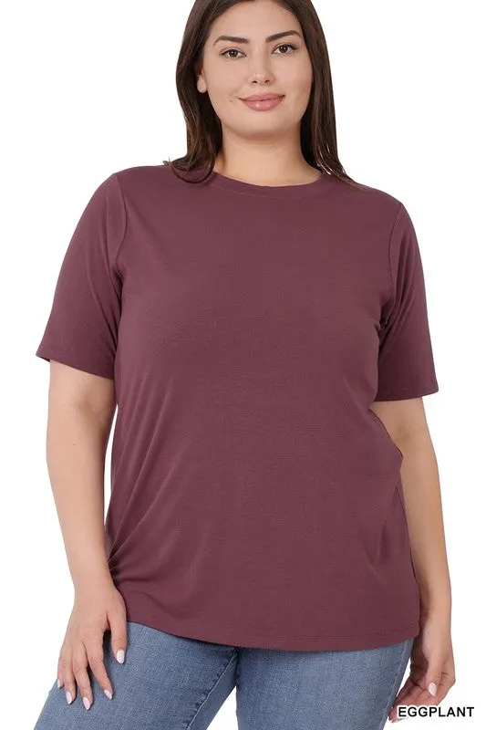 Plus Short Sleeve Round Neck Tee- soft