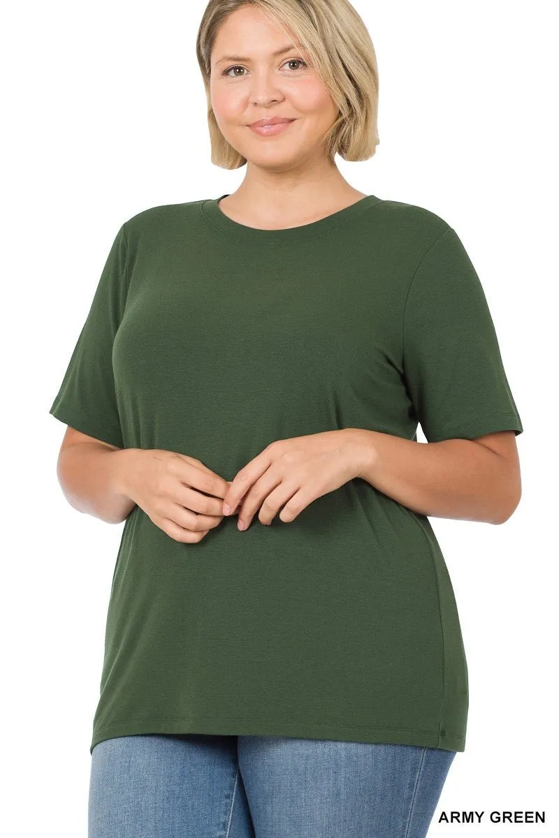 Plus Short Sleeve Round Neck Tee- soft