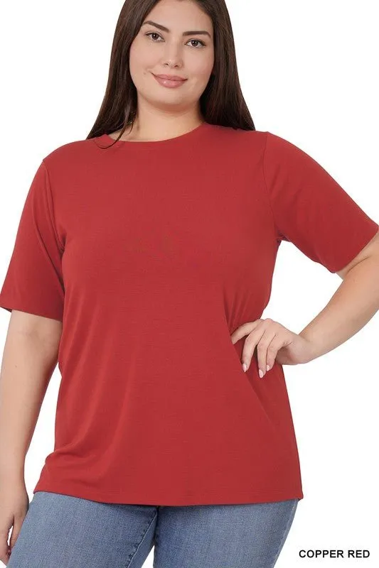 Plus Short Sleeve Round Neck Tee- soft