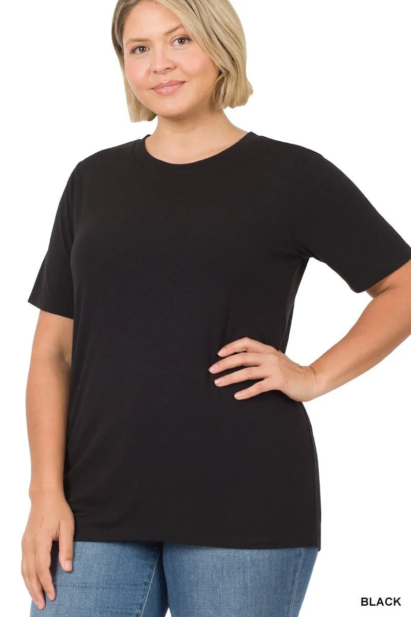 Plus Short Sleeve Round Neck Tee- soft