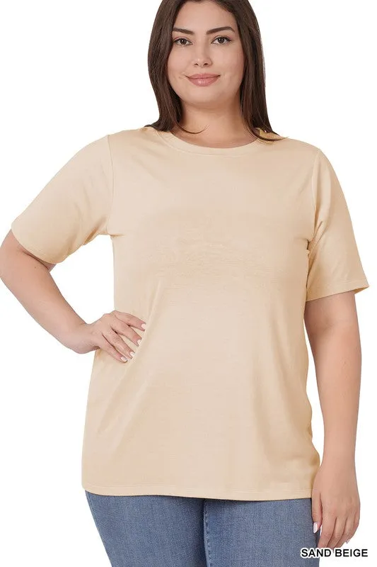 Plus Short Sleeve Round Neck Tee- soft