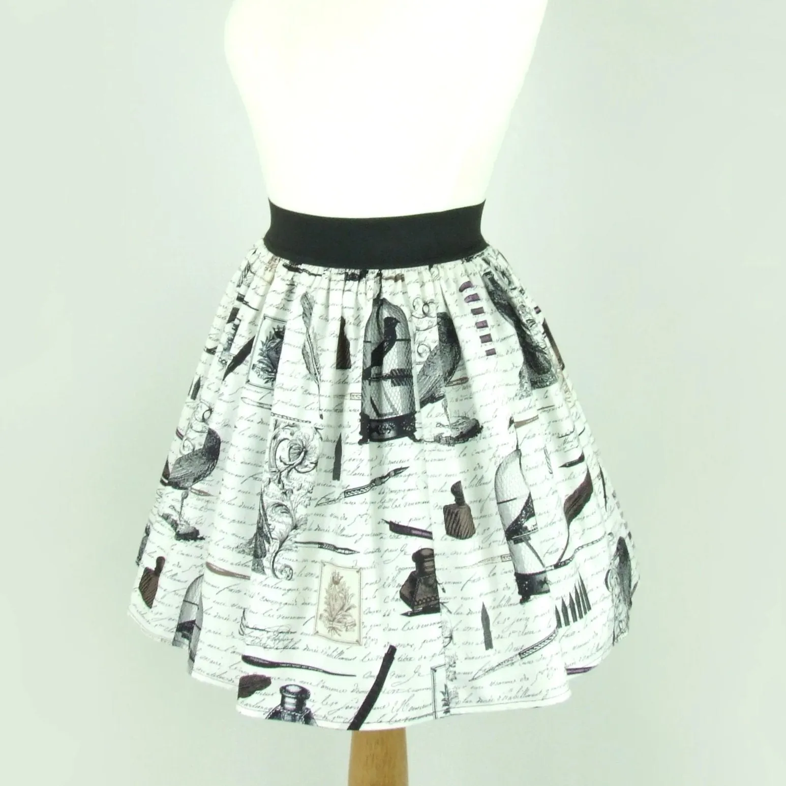 "Lindy" White Poetry Skirt