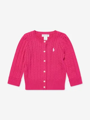 Ralph Lauren Baby Girls Mini Cable Cardigan in Pink