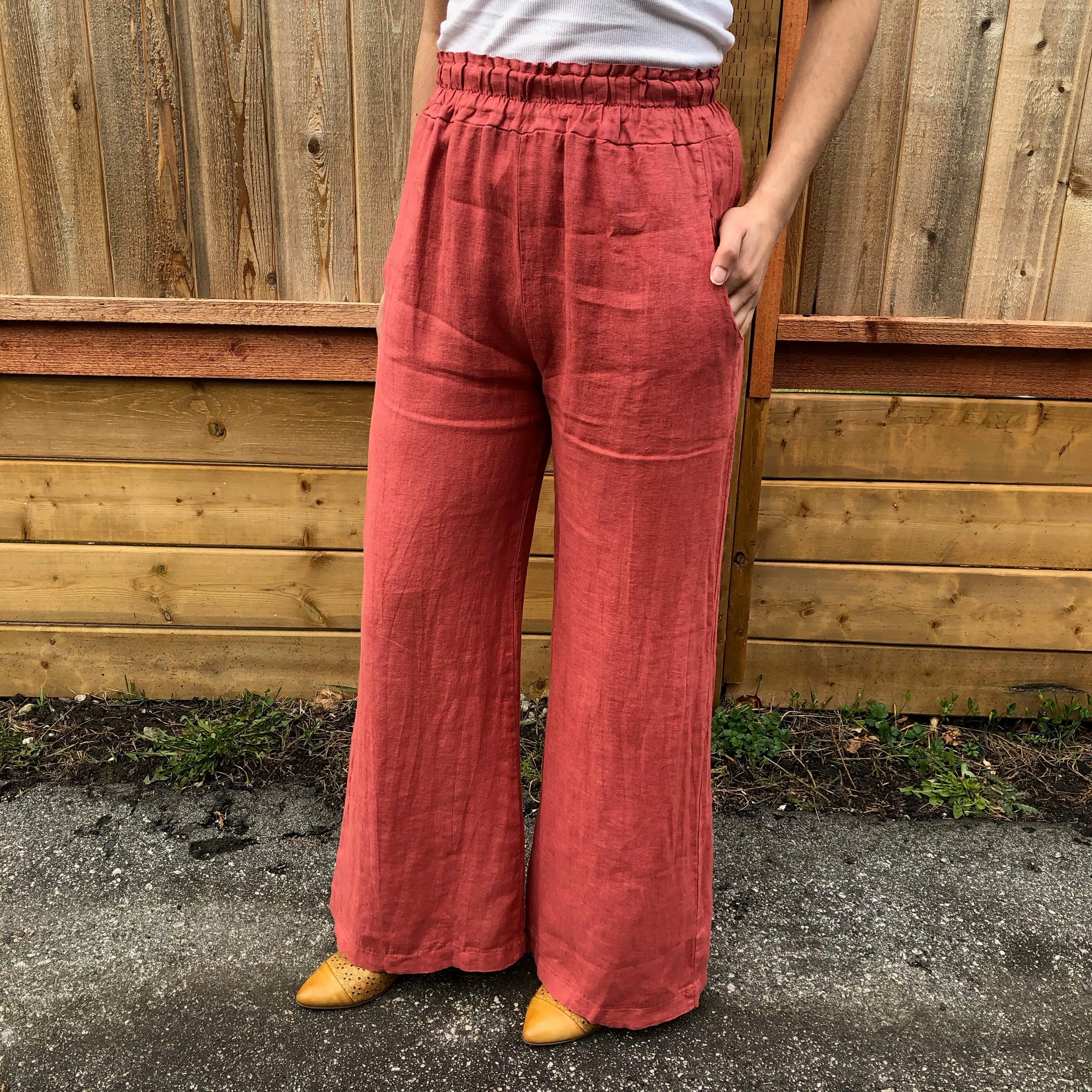 Ruffled Waist Linen Pant (Only XL Left)