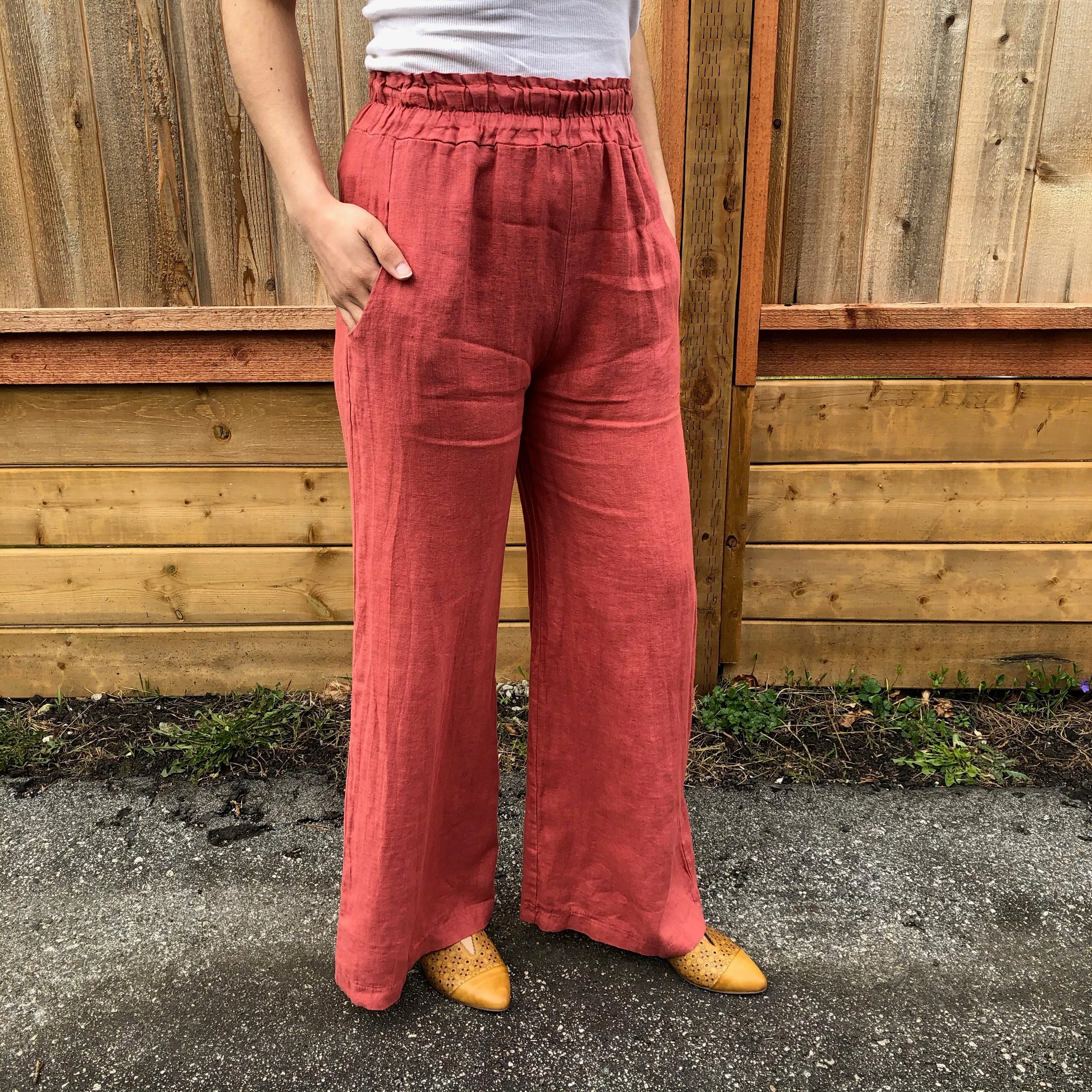 Ruffled Waist Linen Pant (Only XL Left)