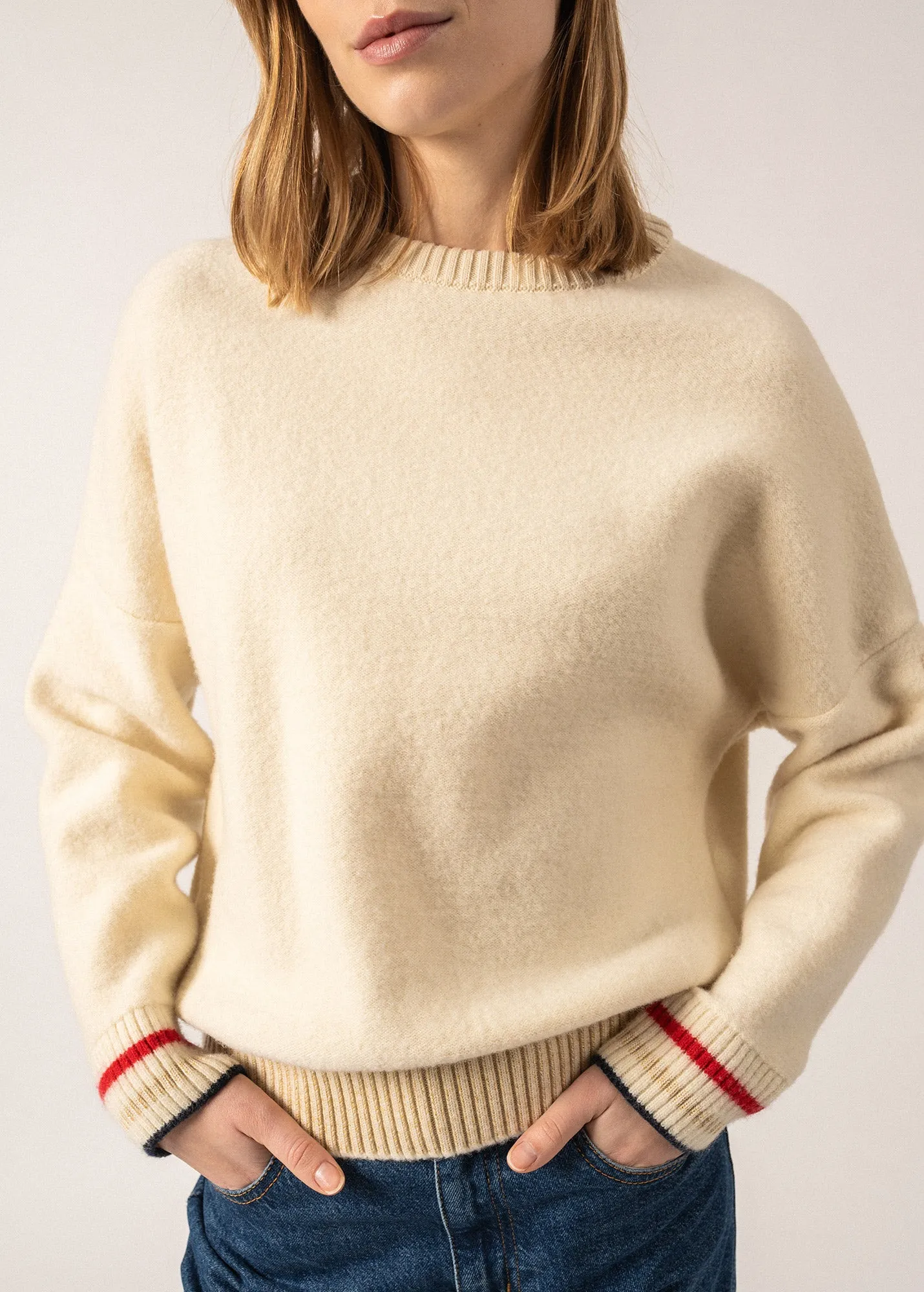 SELUNE - Wool Sweatshirt for Women (ECRU)