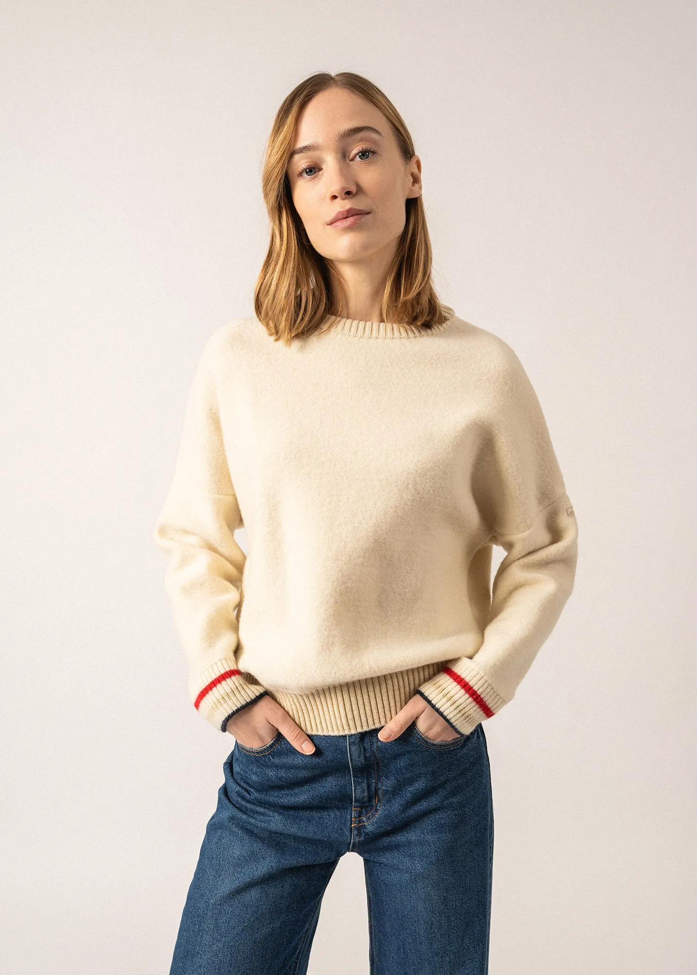 SELUNE - Wool Sweatshirt for Women (ECRU)