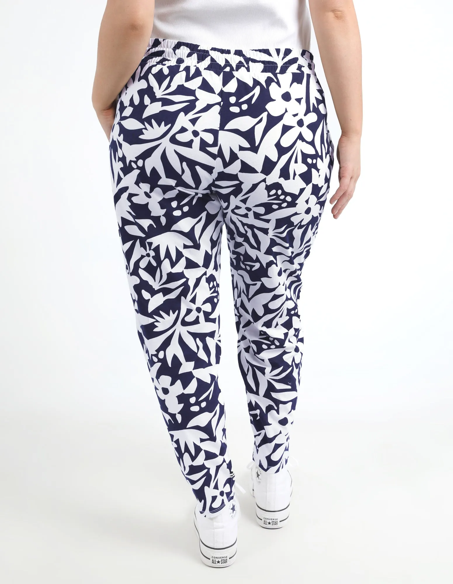 Stencil Floral Pant Naval Blue Floral