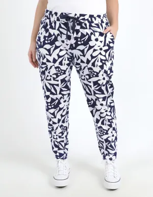 Stencil Floral Pant Naval Blue Floral