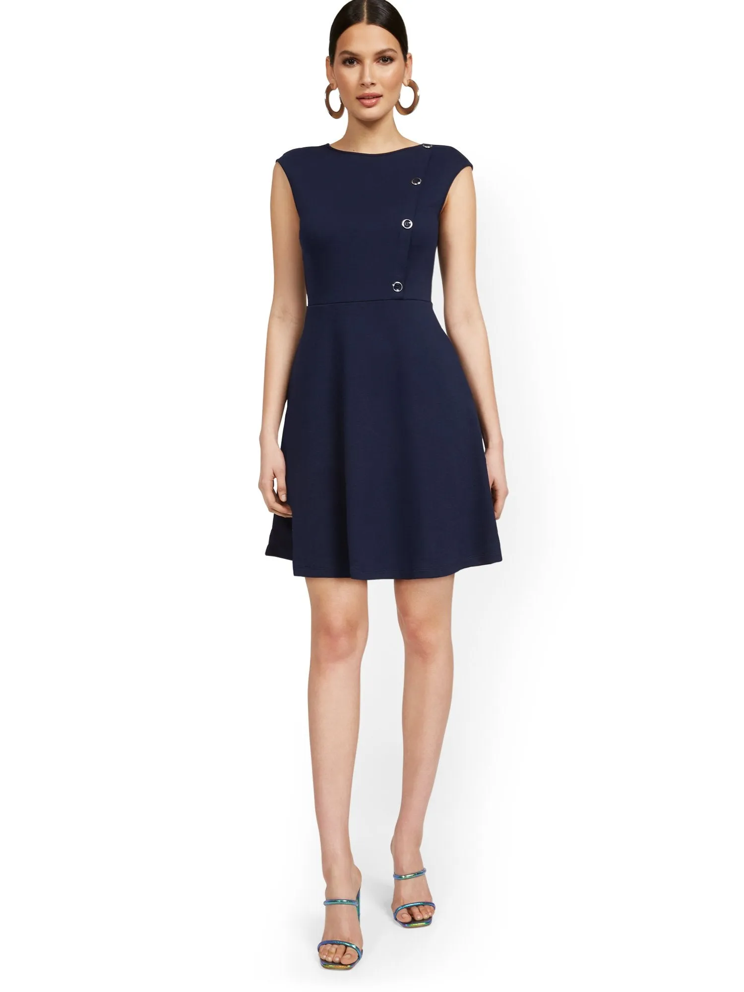 Tall Side-Button Flare Dress - City Knits