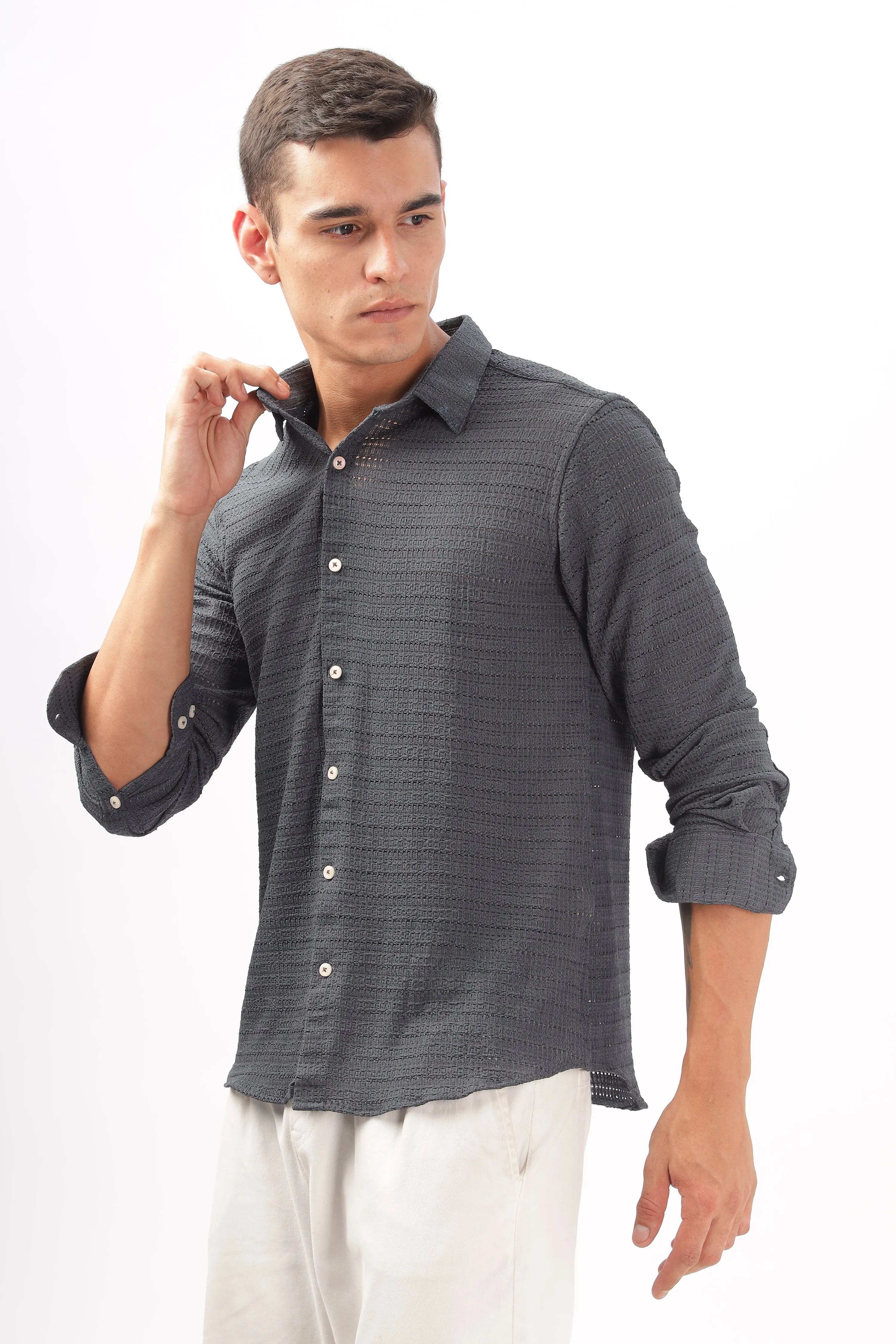 Textured Gray Shirt