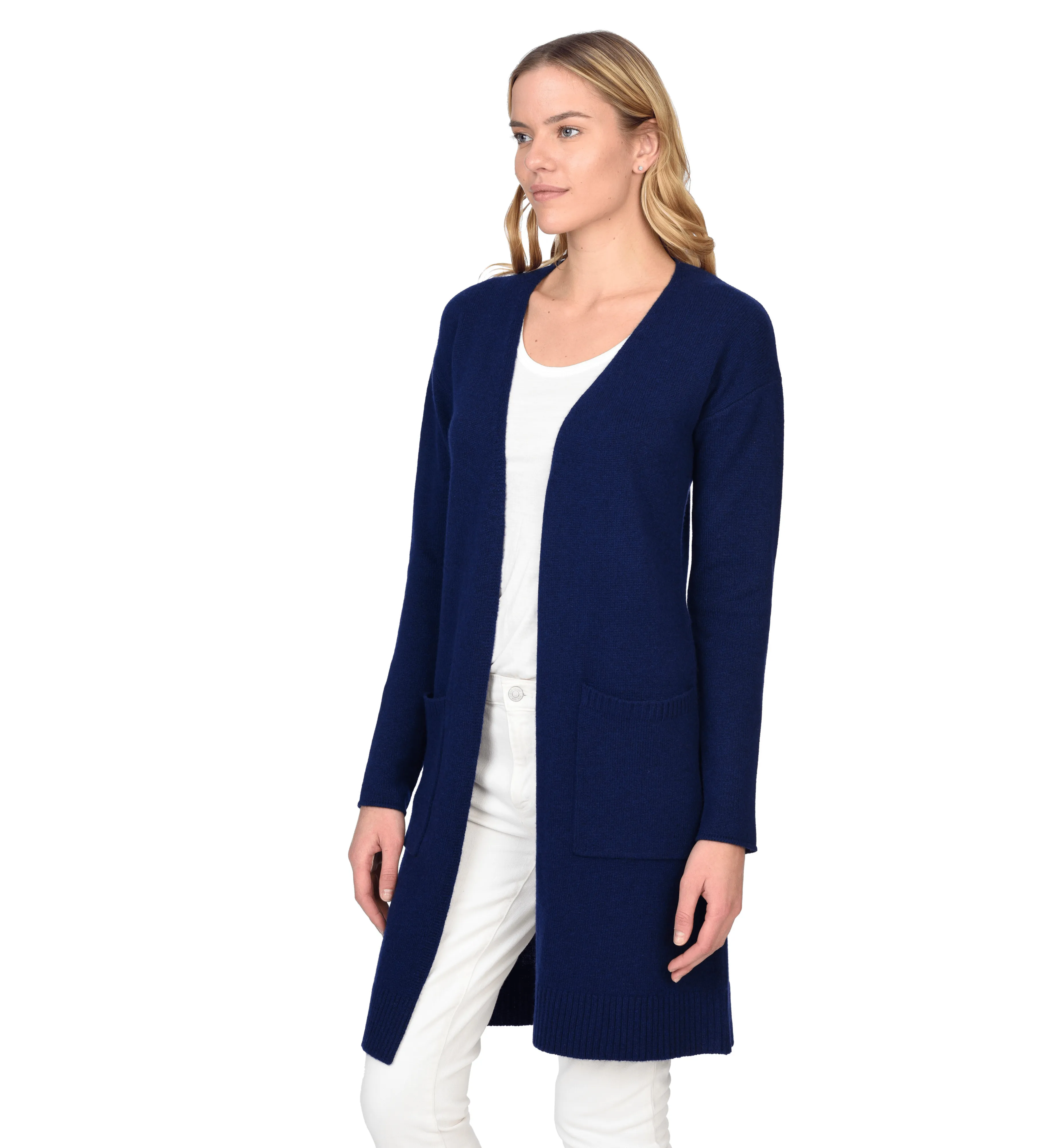 The Open Front Long Cashmere Cardigan with Pockets