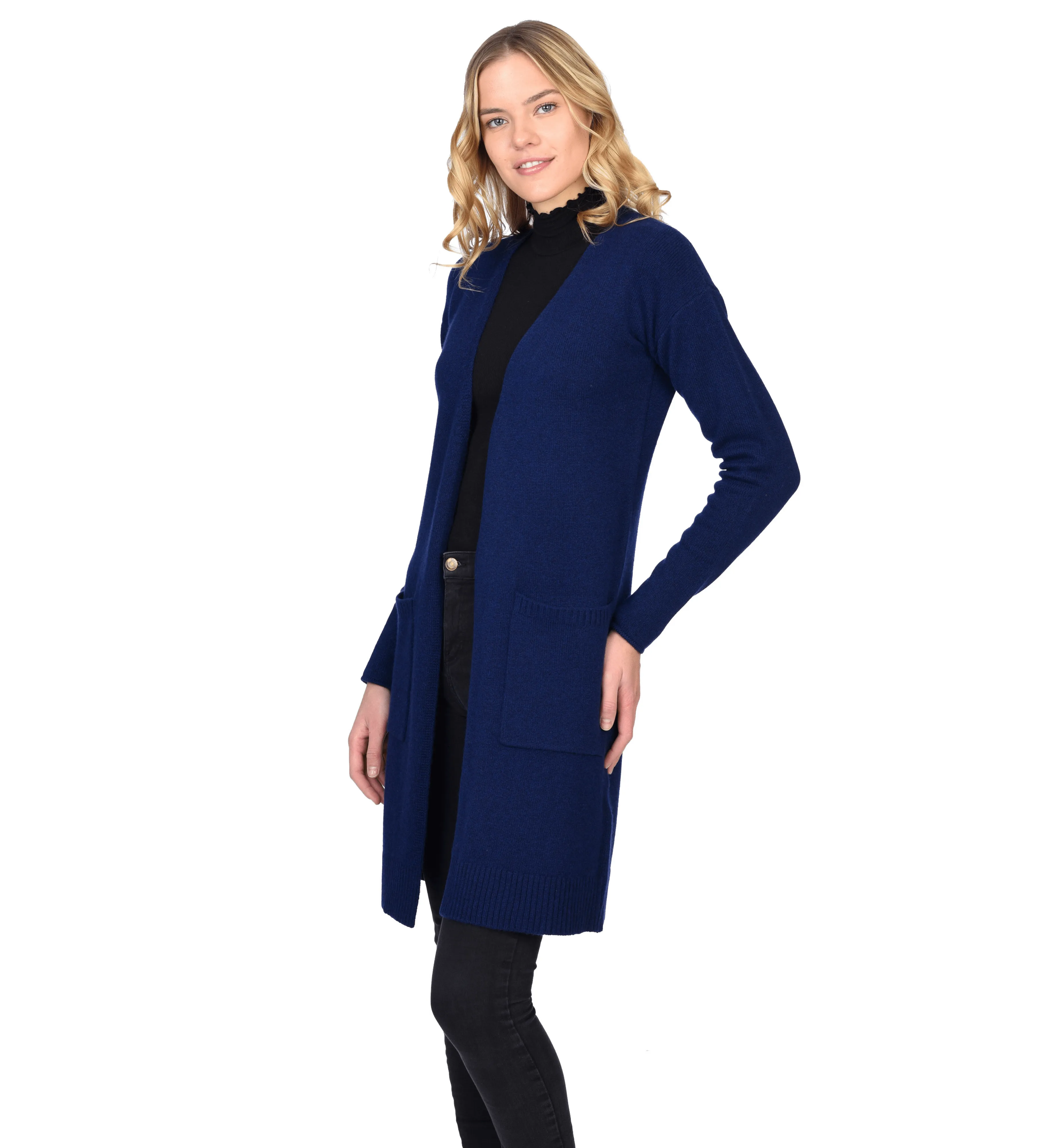 The Open Front Long Cashmere Cardigan with Pockets