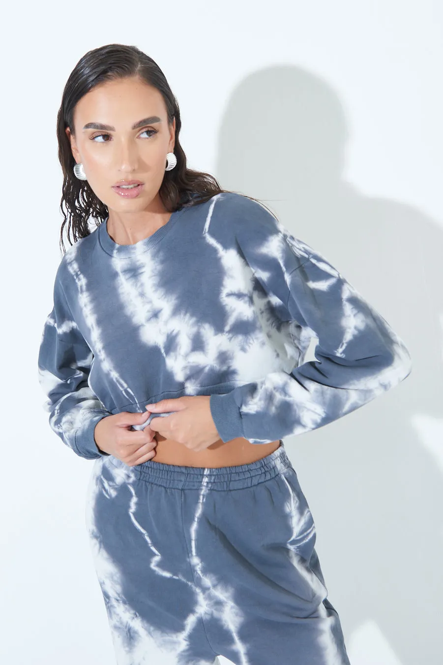 Tie-dye cropped sweatshirt wholesale