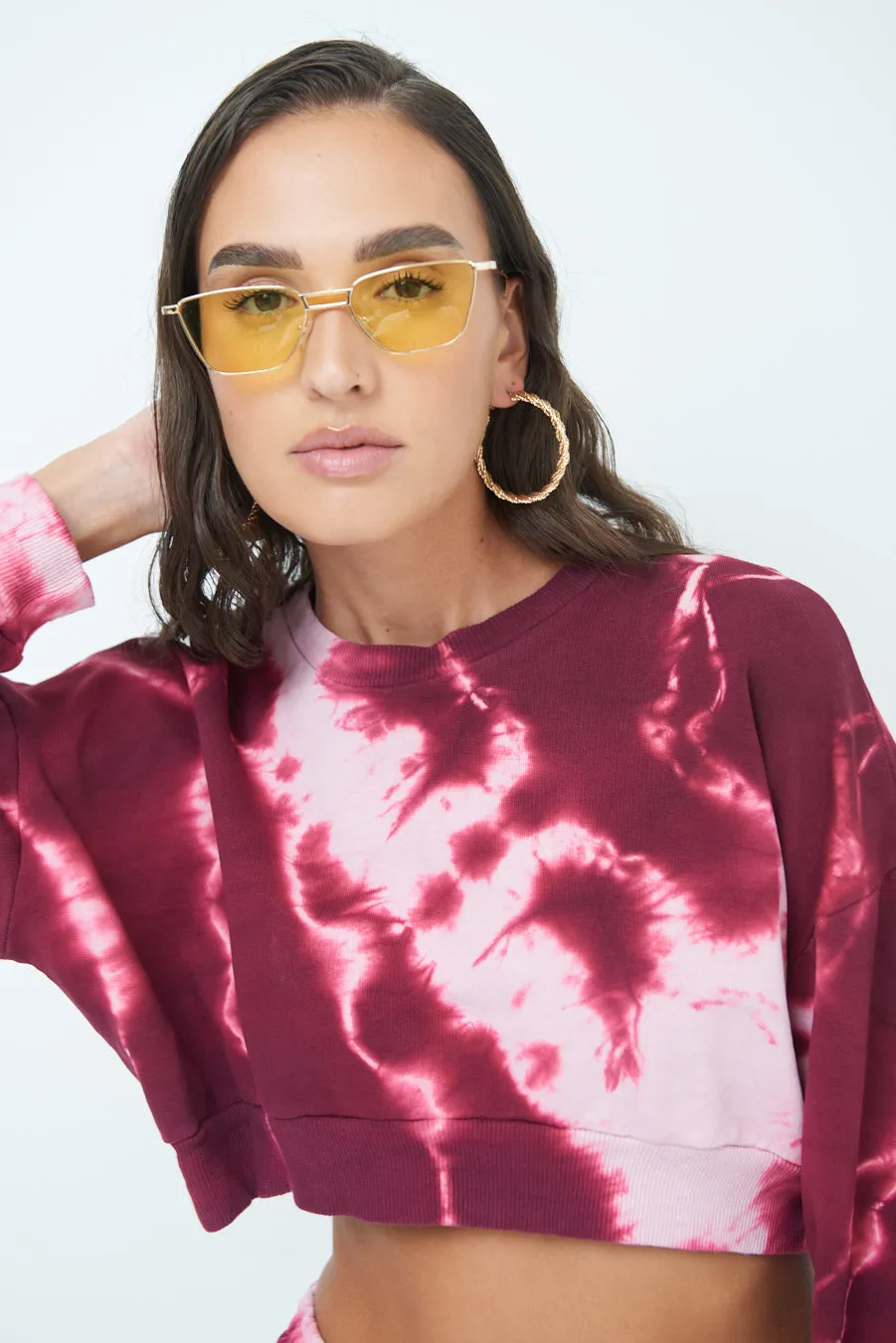 Tie-dye cropped sweatshirt wholesale