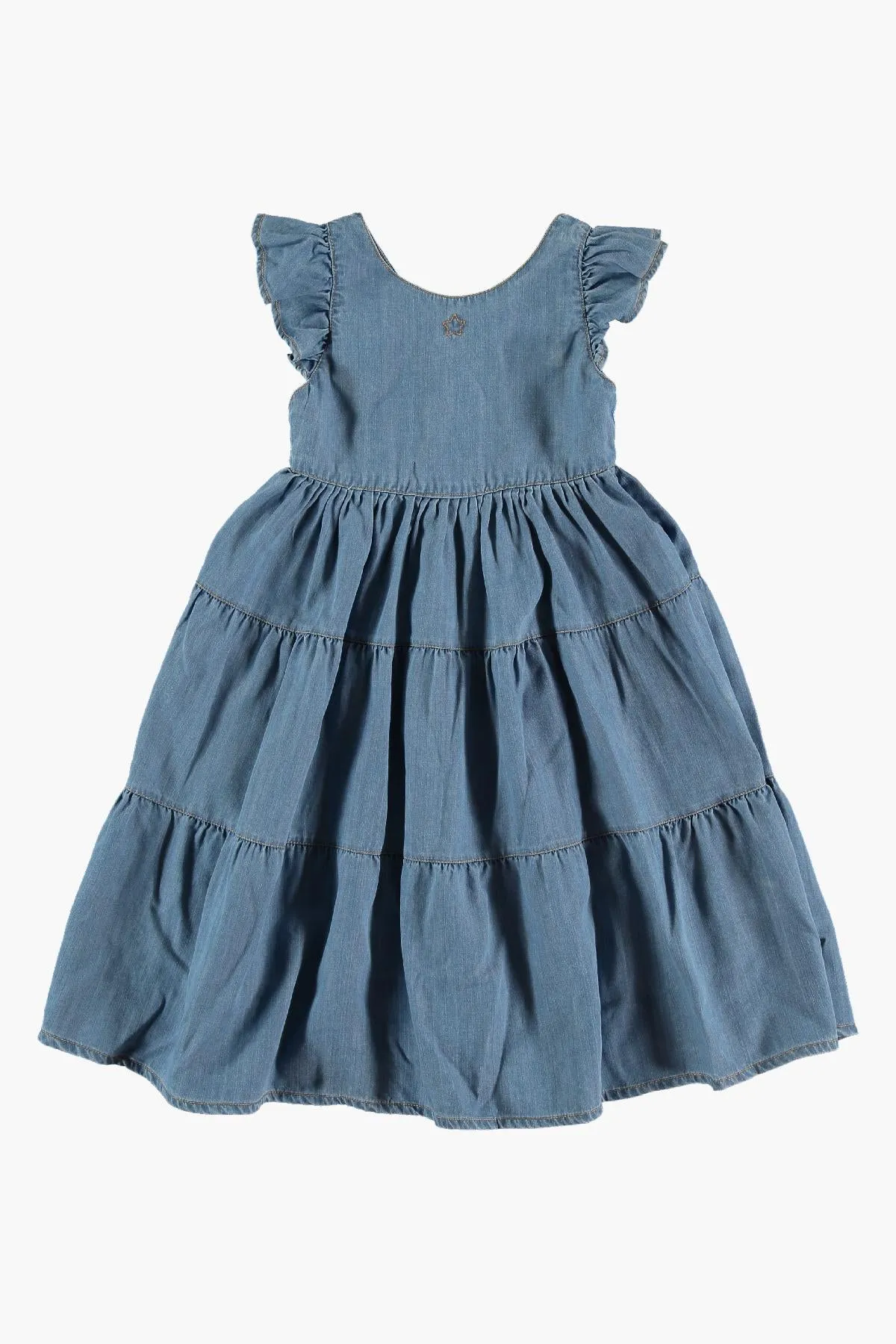 Tocoto Vintage Ruffled Denim Midi Girls Dress (Size 3 left)