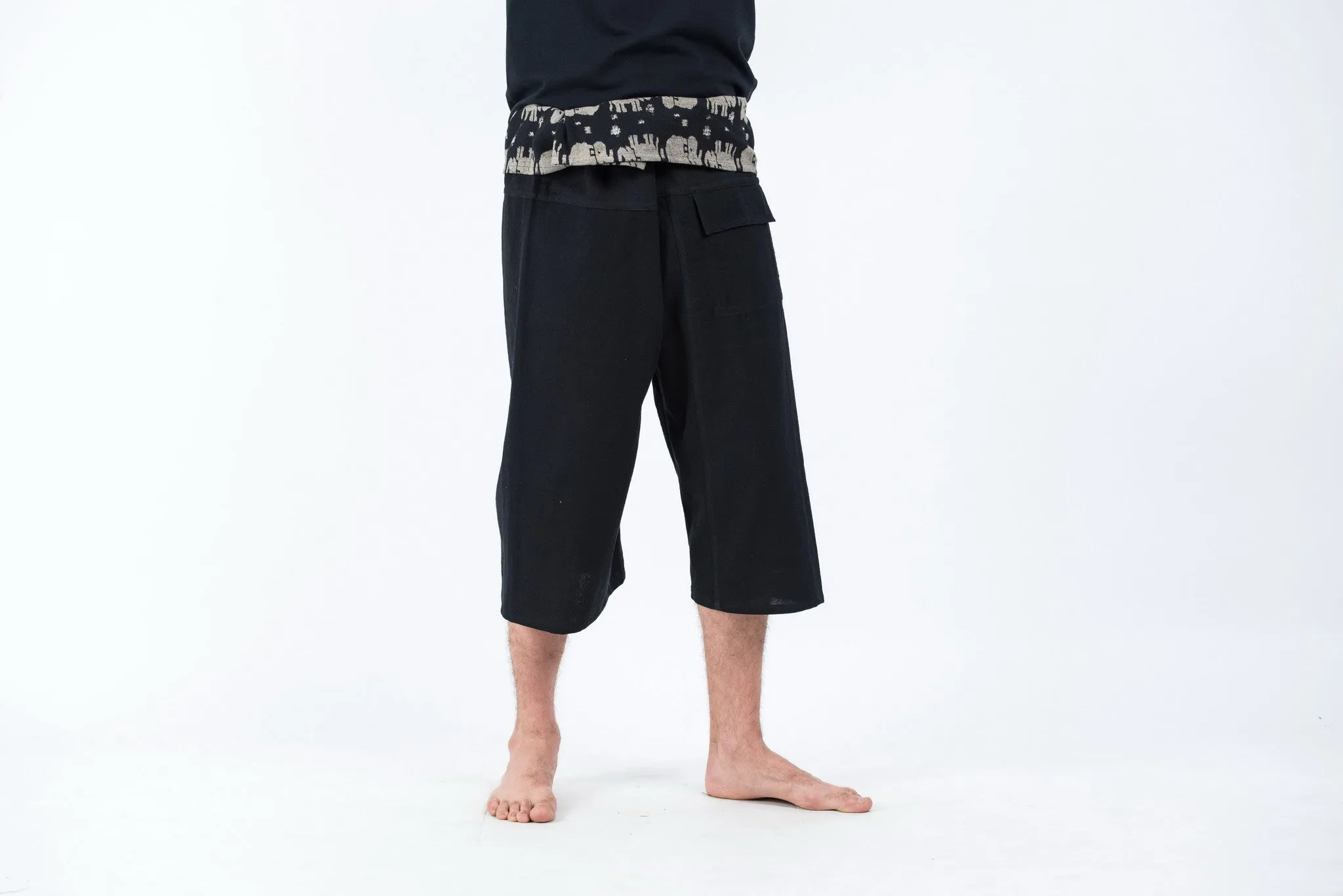 Unisex Cropped Thai Fisherman Pants in Black