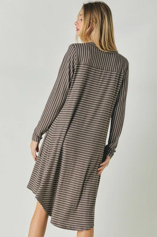 What A Night Striped Cardigan - Mocha