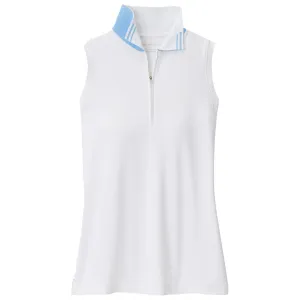 Womens Chrissie Sleeveless Polo White/Cottage Blue - AW24