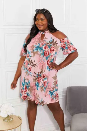 Women's Sew In Love Full Size Fresh-Cut Flowers Cold-Shoulder Dress