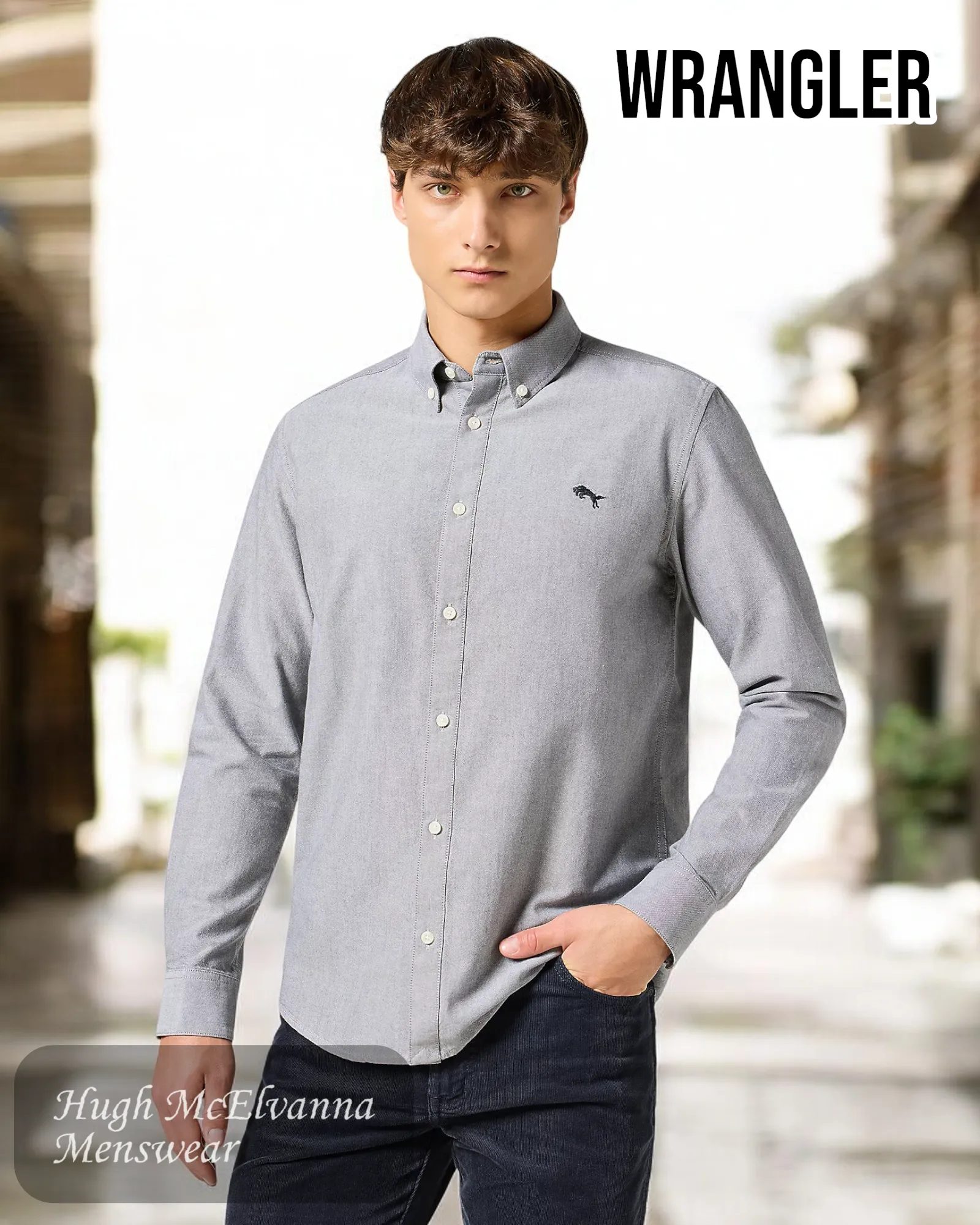 Wrangler Grey Oxford Shirt - 112357230